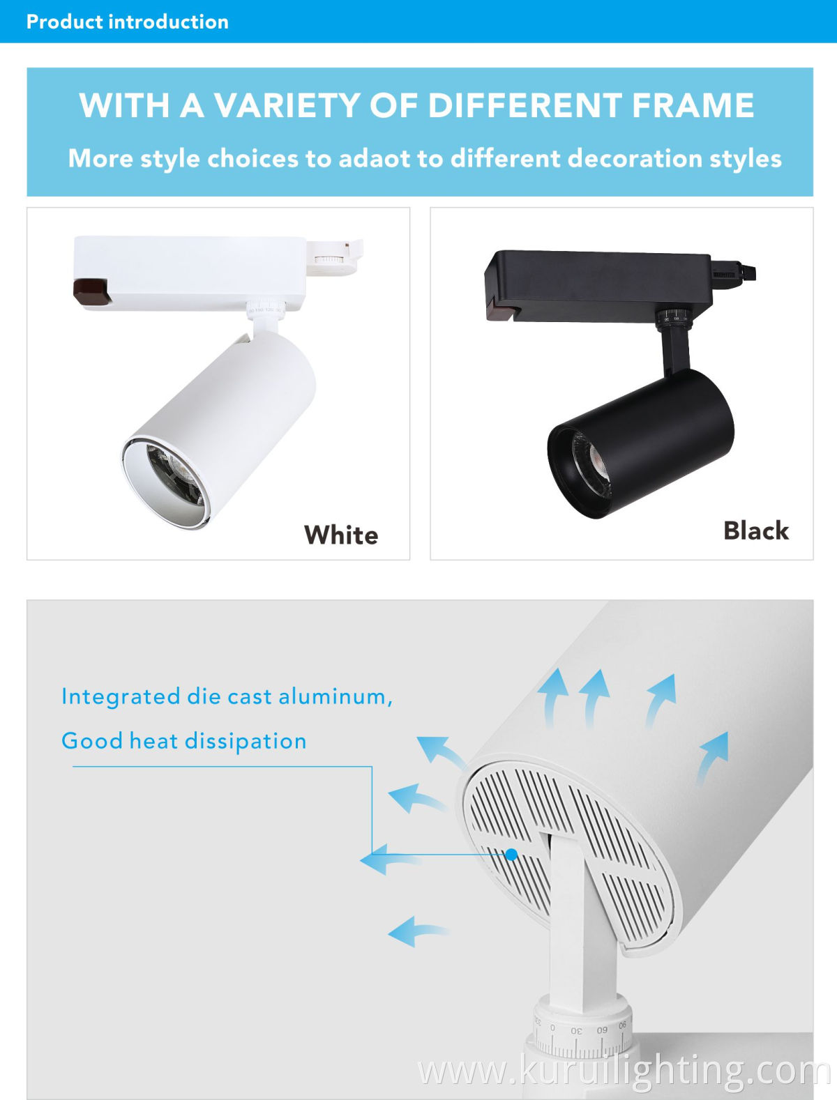 40W Modern Commercial Focus 2 Wires 3 Wires Adjustable Non-isolated Constant Current COB LED Track light